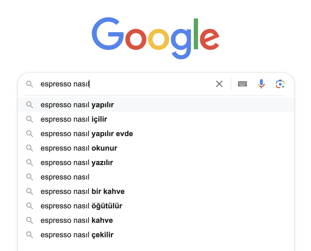 Google önerileri ile anahtar kelime araştırması
