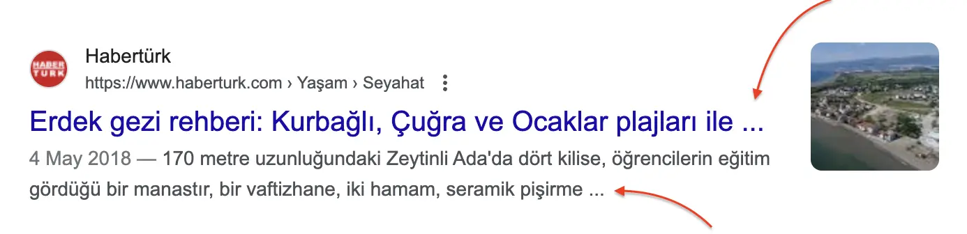 Optimize edilmemiş bir meta başlığı ve açıklaması nasıl görünür
