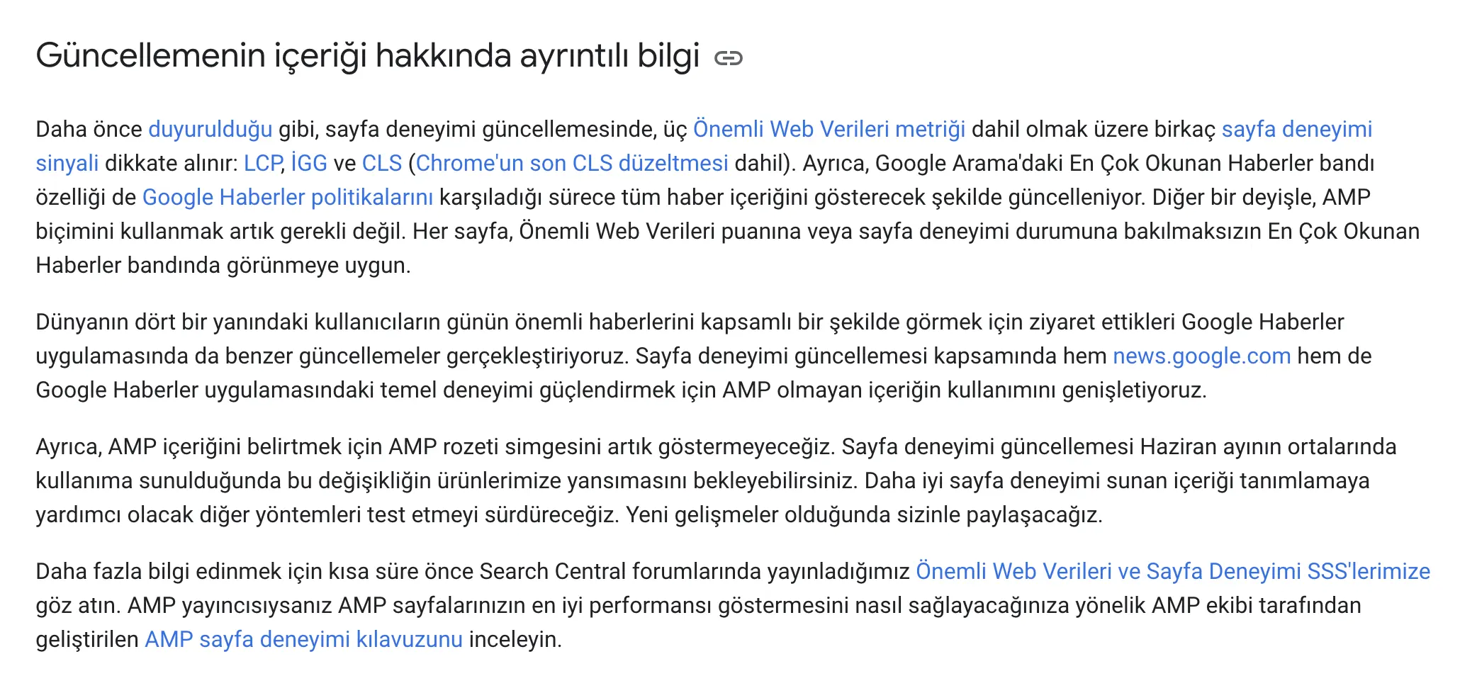 2021'de Google sayfa deneyimi güncellemesi