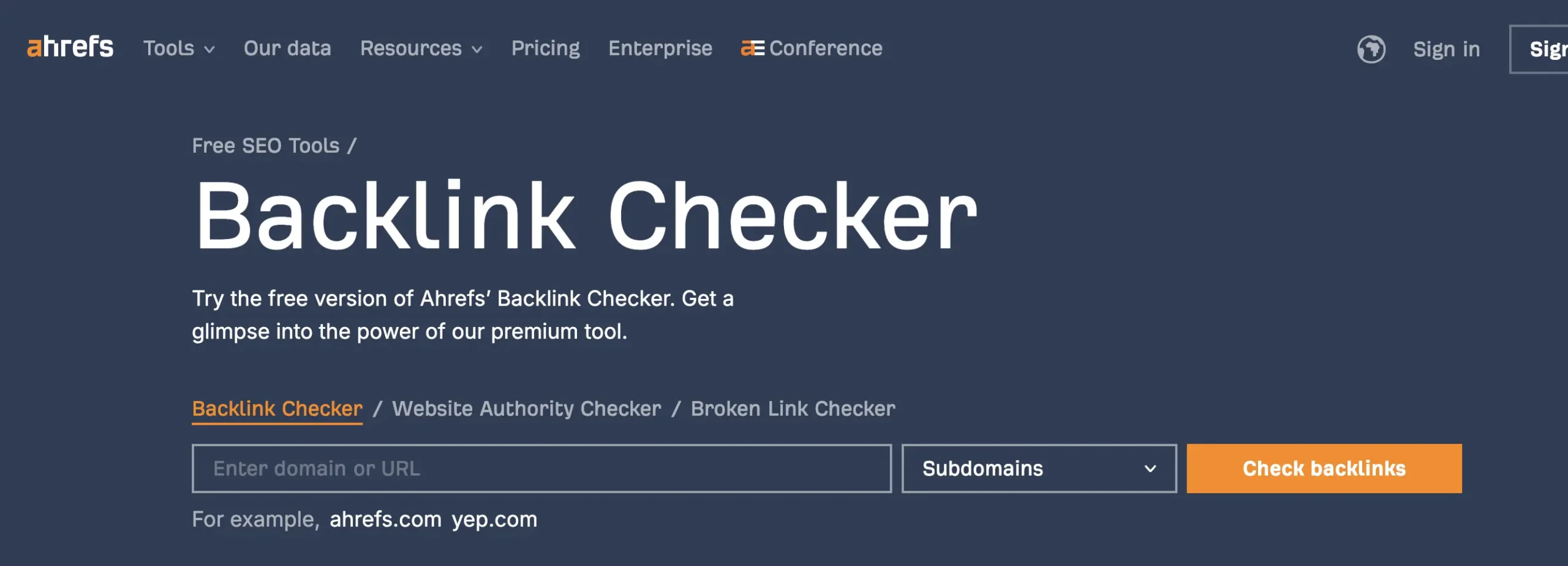 Ahrefs Backlink Checker kontrol aracı