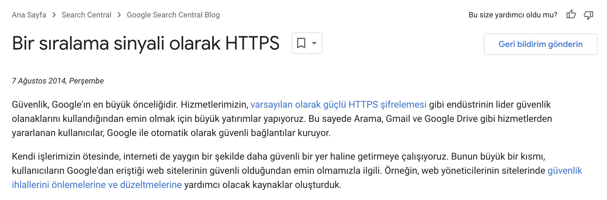 Bir sıralama sinyali olarak HTTPS