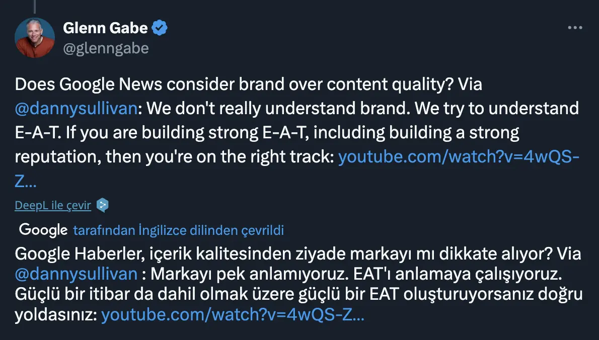Glenn Gabe EEAT hakkında ne diyor?
