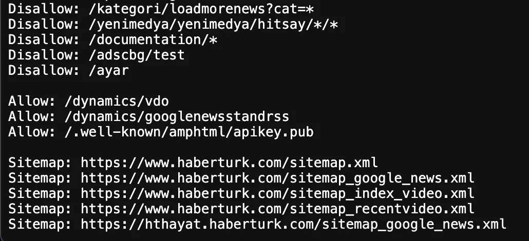 Robots.txt Dosyası nasıl gözükür