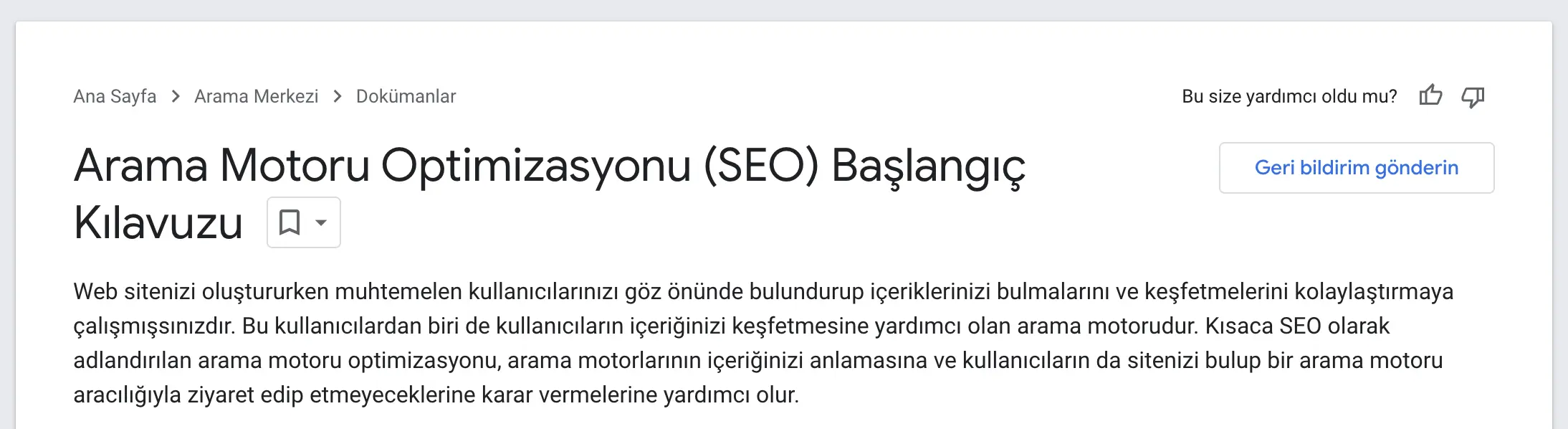 Arama Motoru Optimizasyonu (SEO) Başlangıç Kılavuzu Google