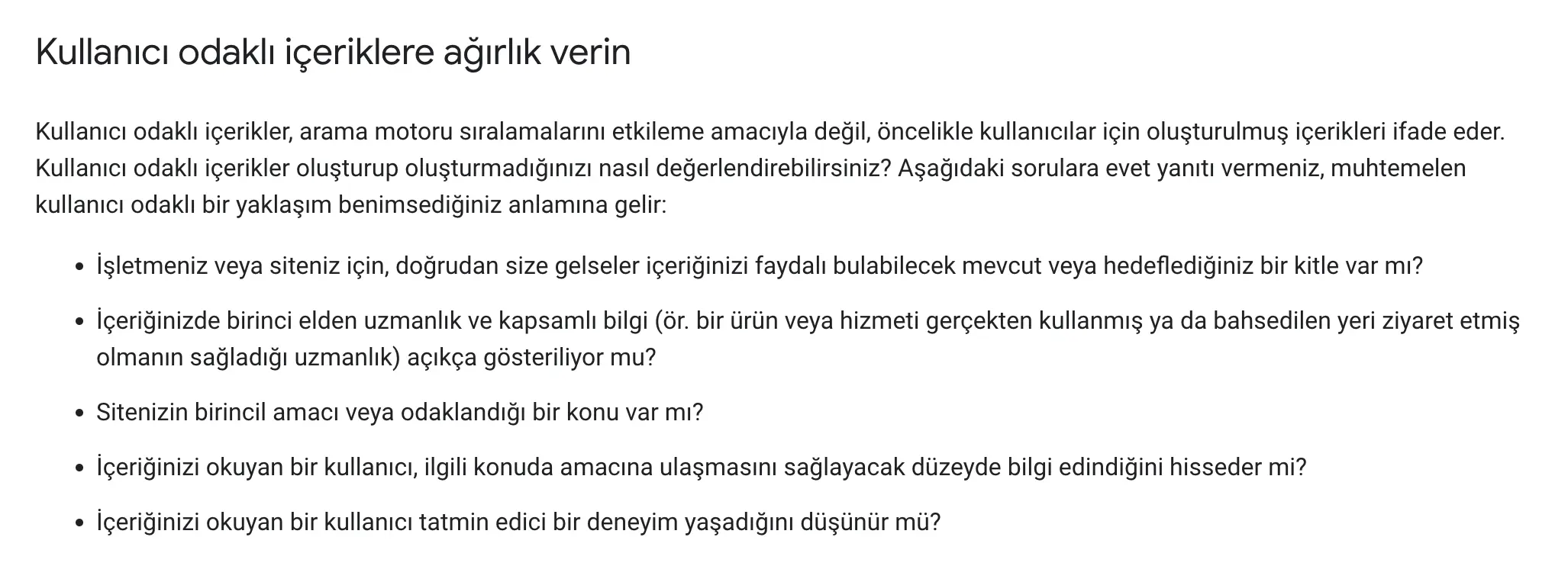 Kullanıcı odaklı içeriklere ağırlık verme adımları