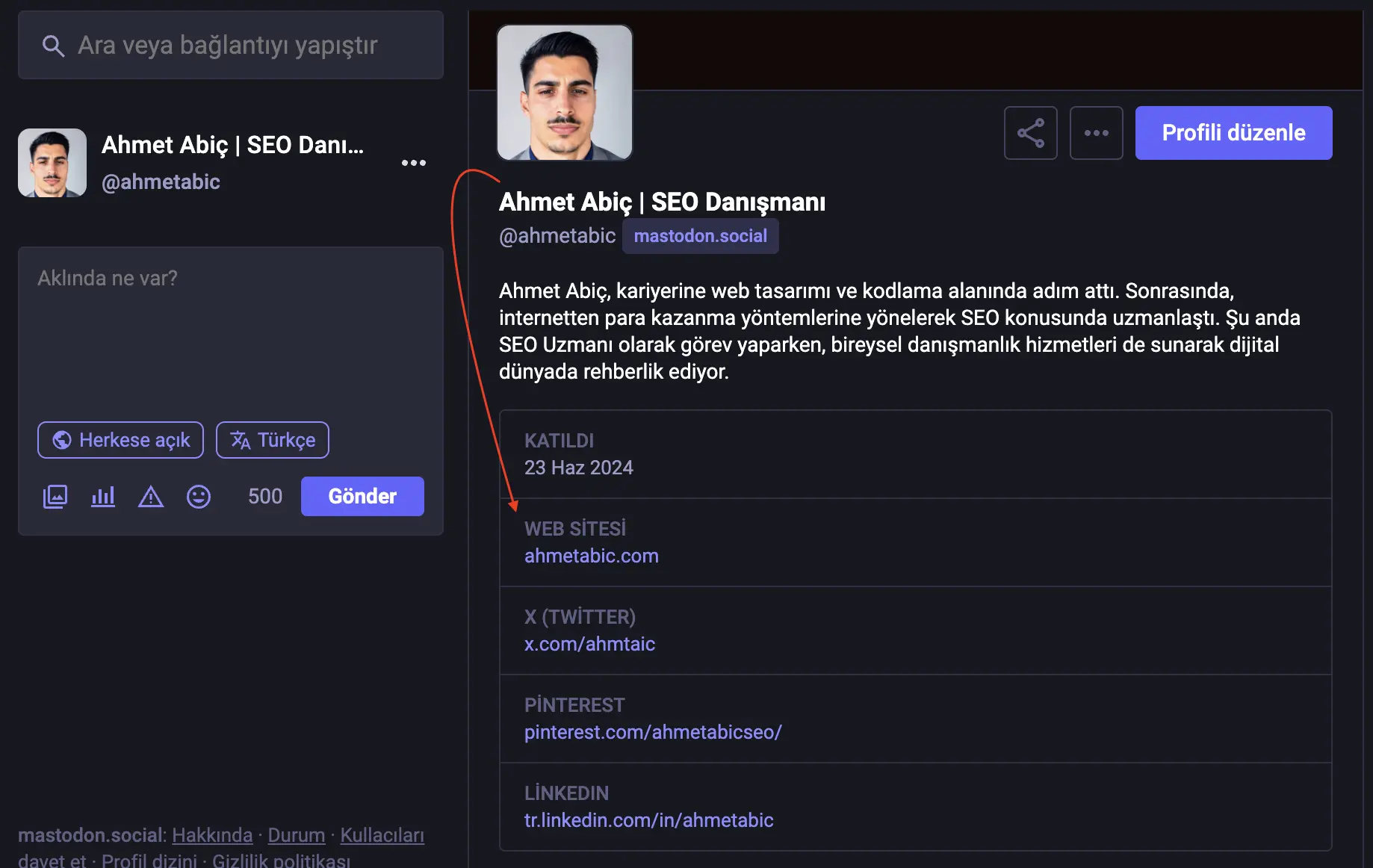 Mastodon'dan backlink almak