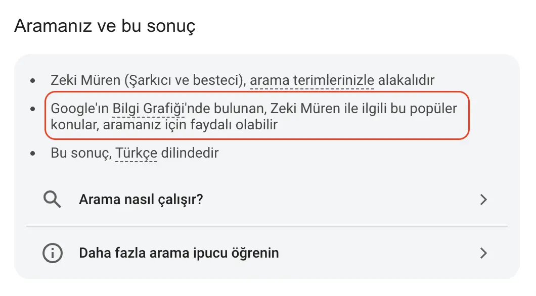 Google bilgi grafiği verileri nasıl çeker
