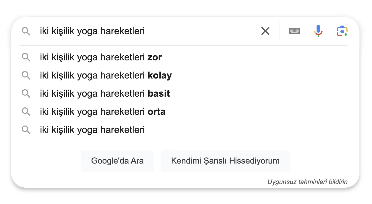 google otomatik tamamlama ile semantic anahtar kelime arama