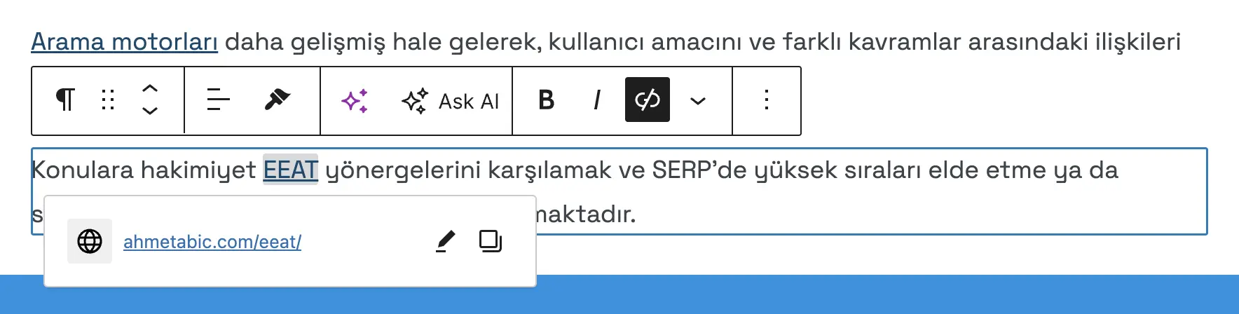 köprü metni nasıl gözükür