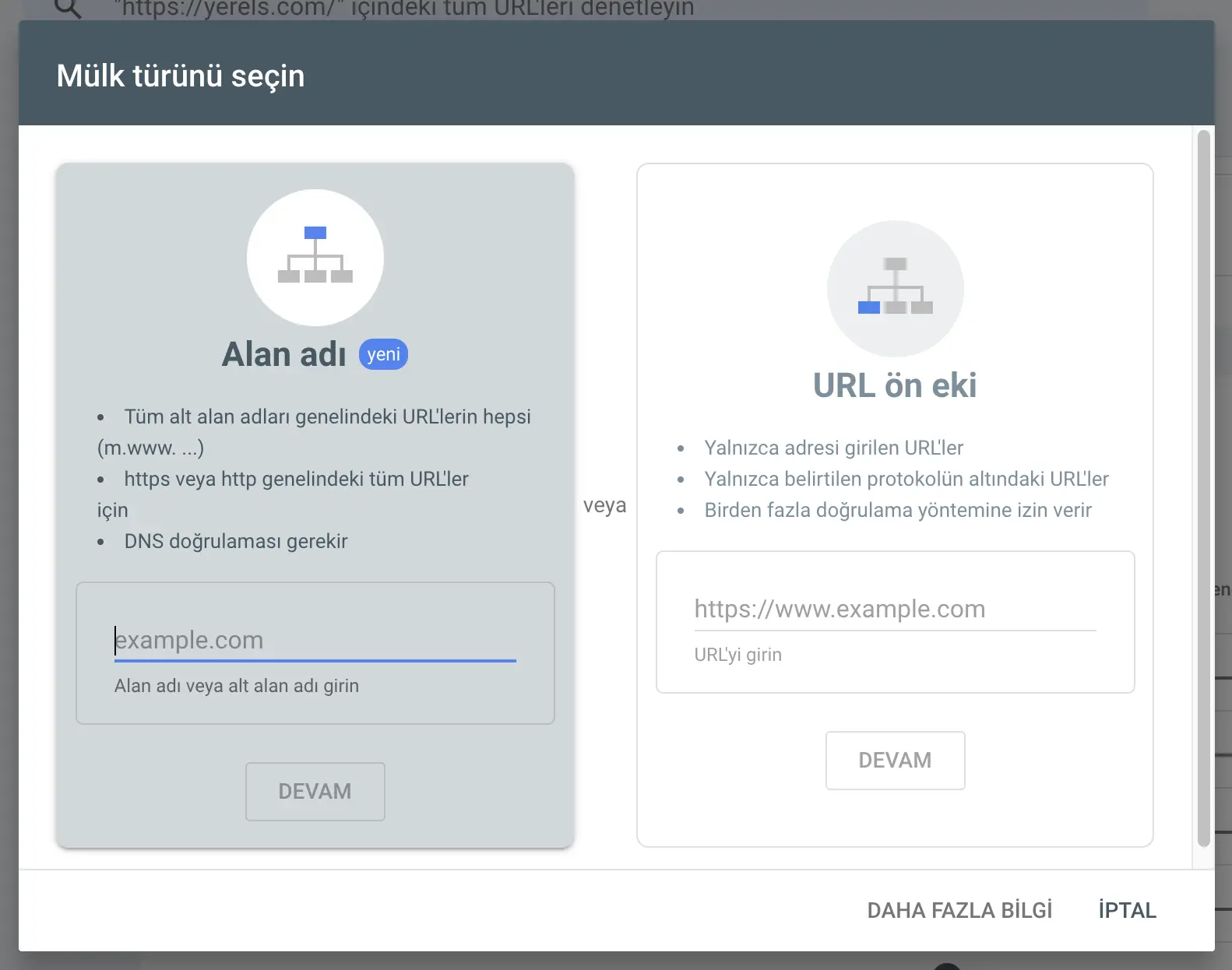 google search console mülk ekleme