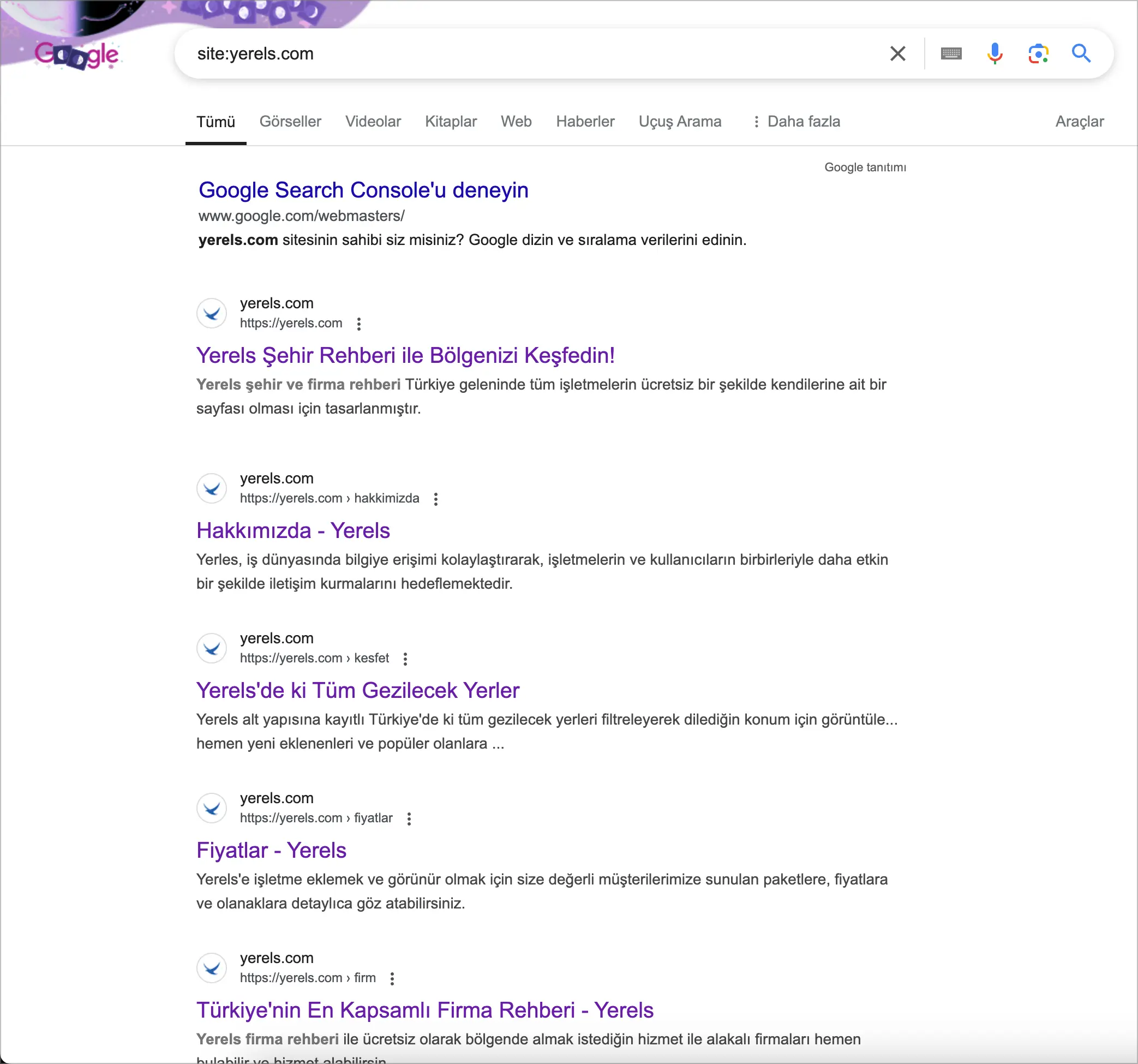site paramteresi ile gogle araması yapma