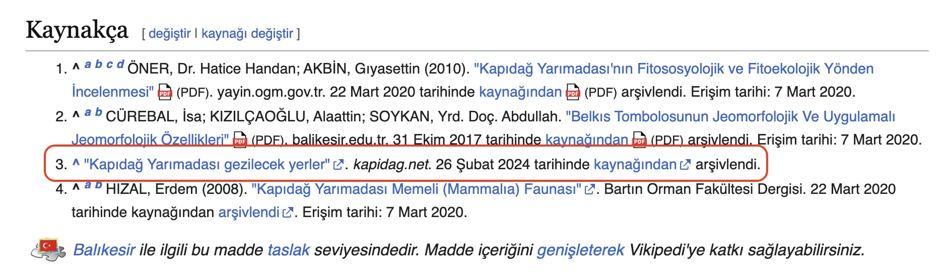 wikipedia backlink alma yöntemi