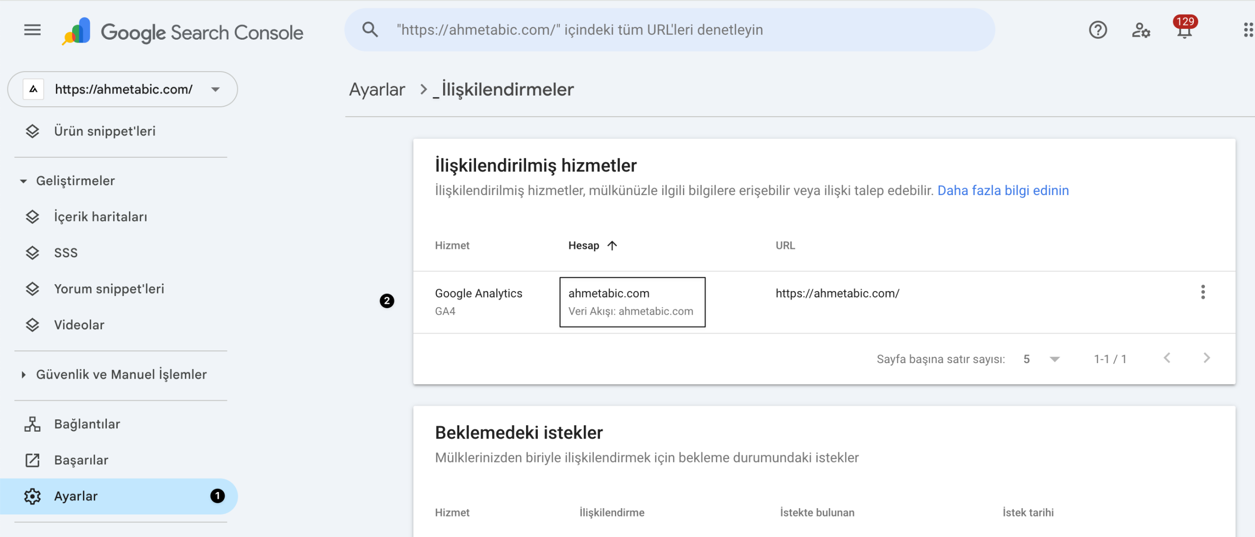 Google Search Console hesabını Google Analytics ile bağlamak
