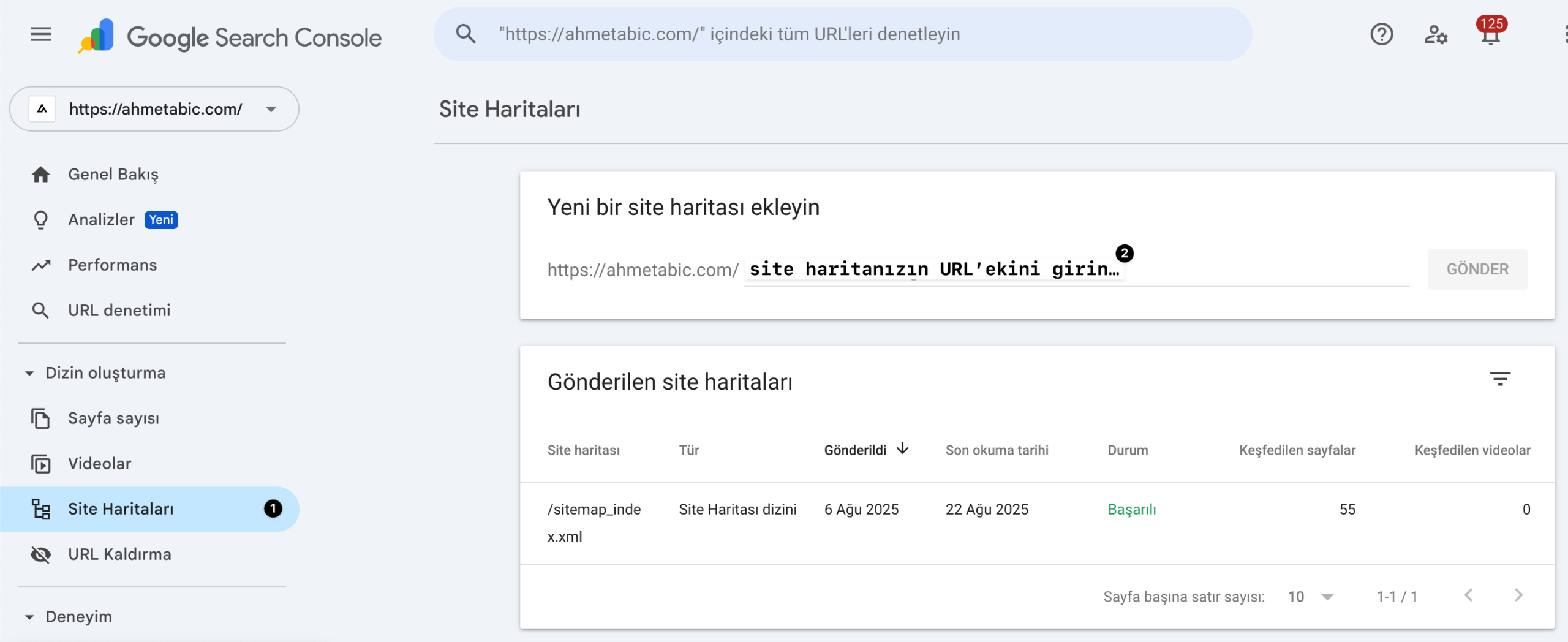 Yeni bir site haritası ekleyin