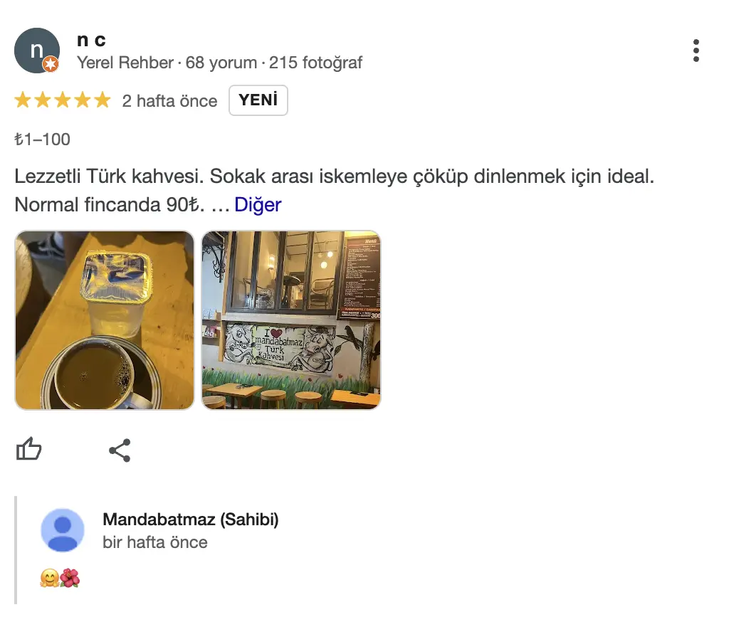 google'da iyi bir yorumun GMB'de olumlu etkisi