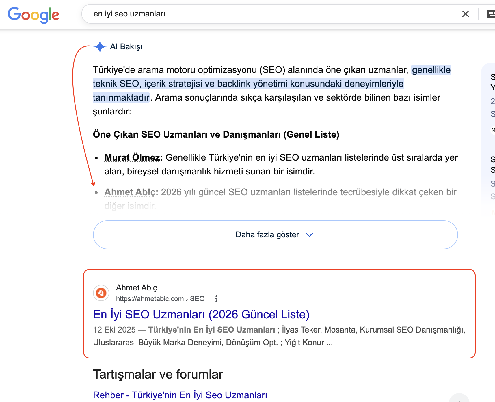 ai overviews da önce gözükmek